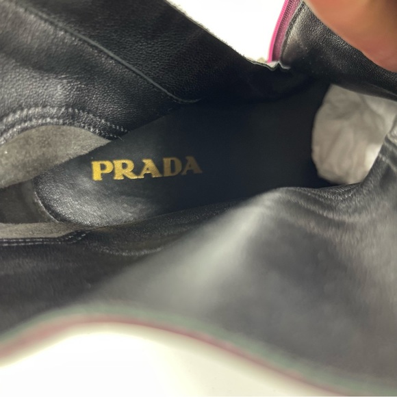 PRADA Women’s Plum Metallic Bronzed High Heel Side Zip Ankle Boots Booties 39.5 - Picture 13 of 16